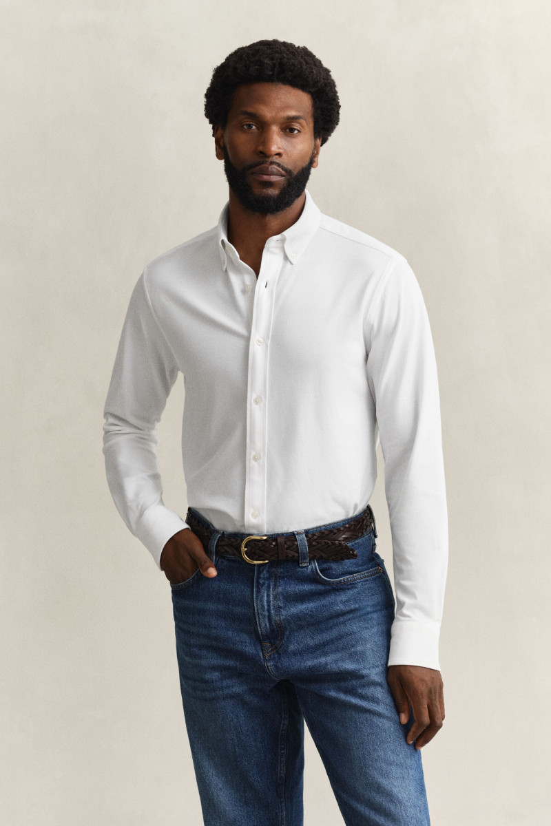 KOŠEĽA GANT REG JERSEY PIQUE STRETCH SHIRT WHITE
