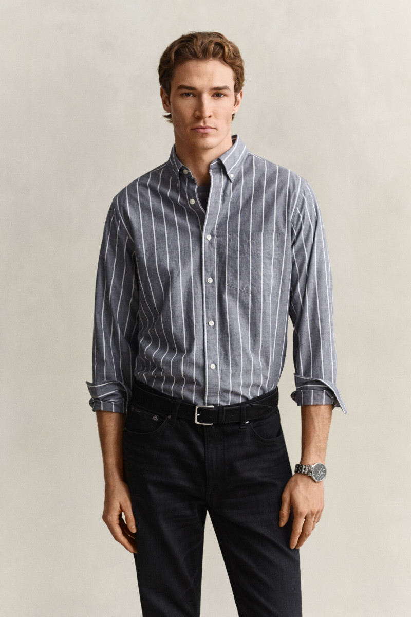 KOŠEĽA GANT REG POPLIN MELANGE STRIPE SHIRT DARK INDIGO MELANGE
