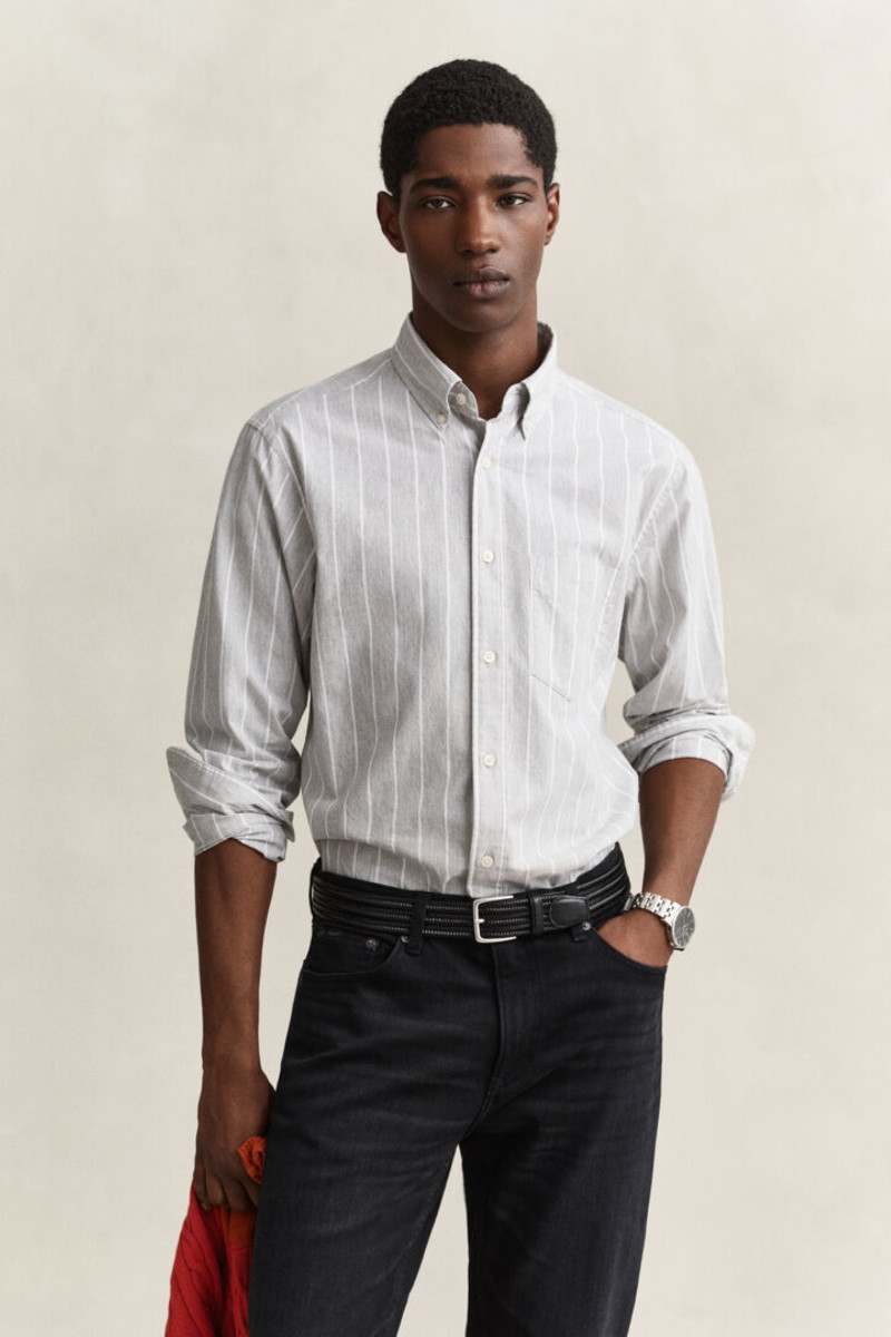 KOŠEĽA GANT REG POPLIN MELANGE STRIPE SHIRT GREY MELANGE