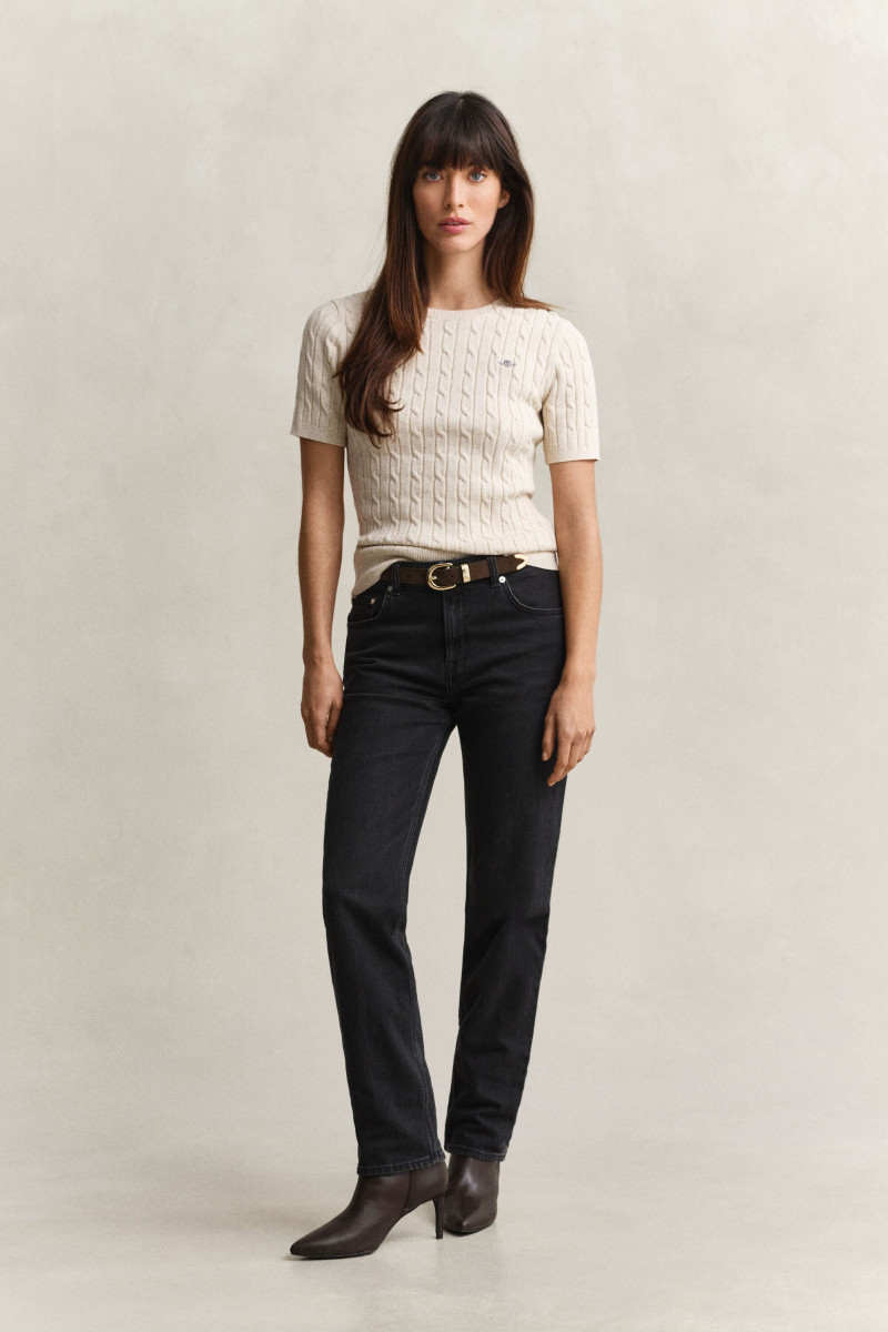 DŽÍNSY GANT STRAIGHT STRETCH JEANS BLACK WORN IN
