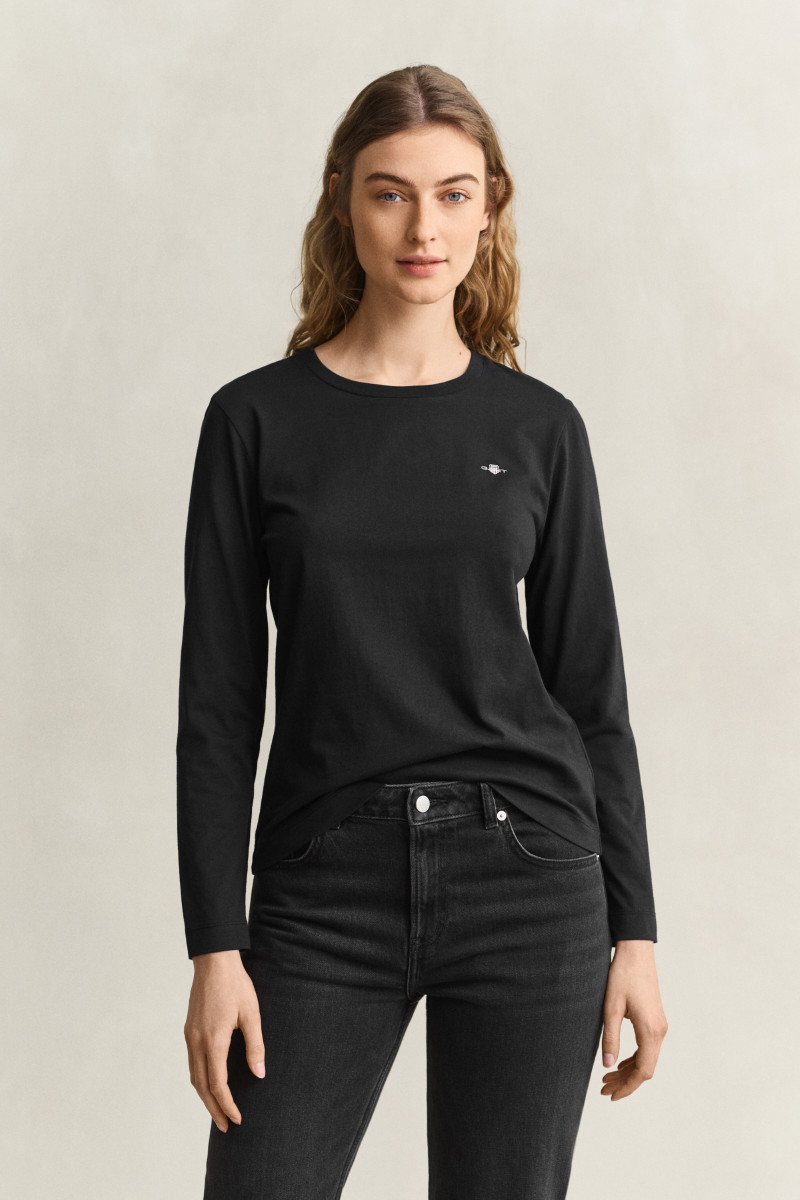 TRIČKO GANT REG SHIELD LS T-SHIRT BLACK