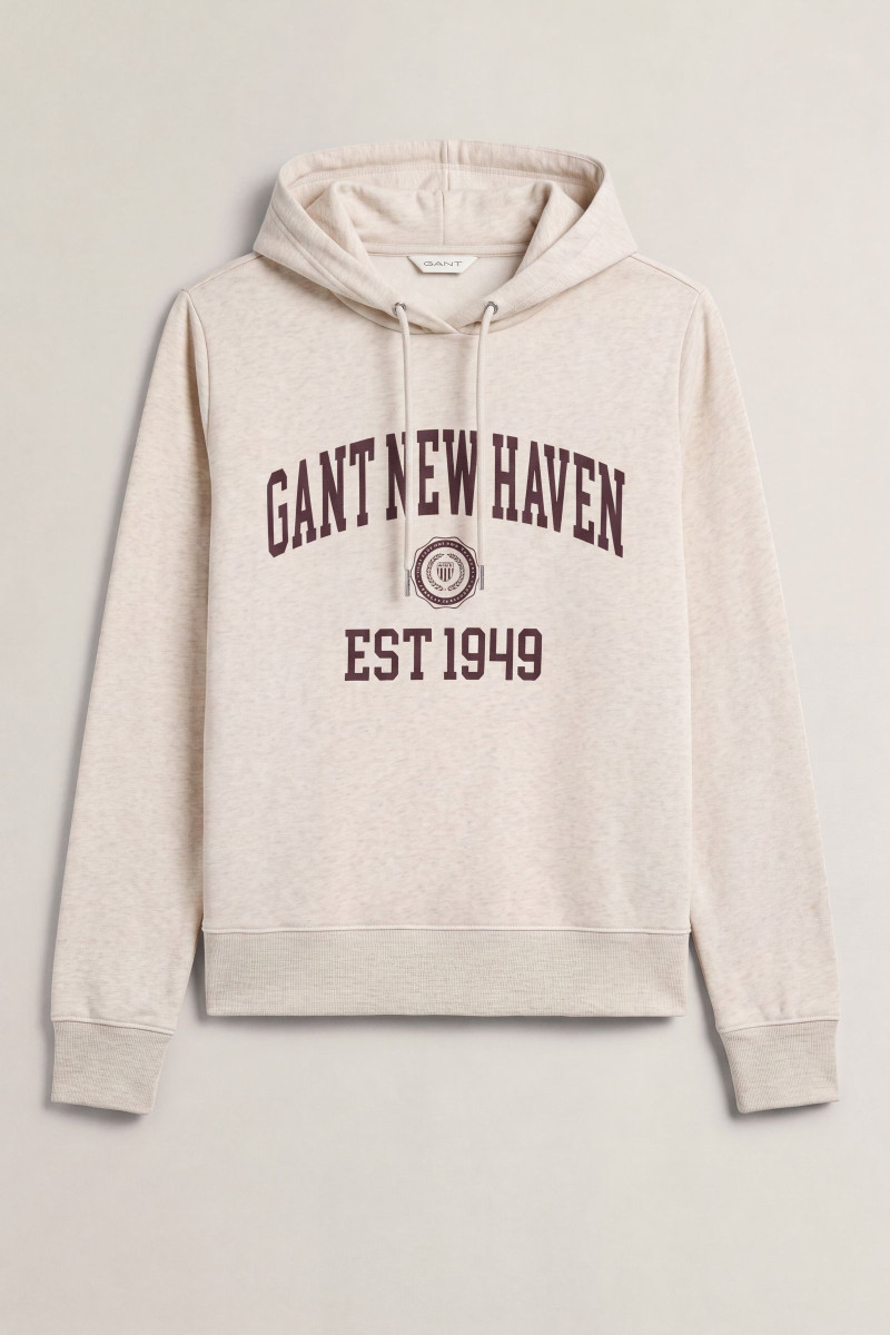 MIKINA GANT REG GRAPHIC SWEAT HOODIE LIGHT BEIGE MELANGE