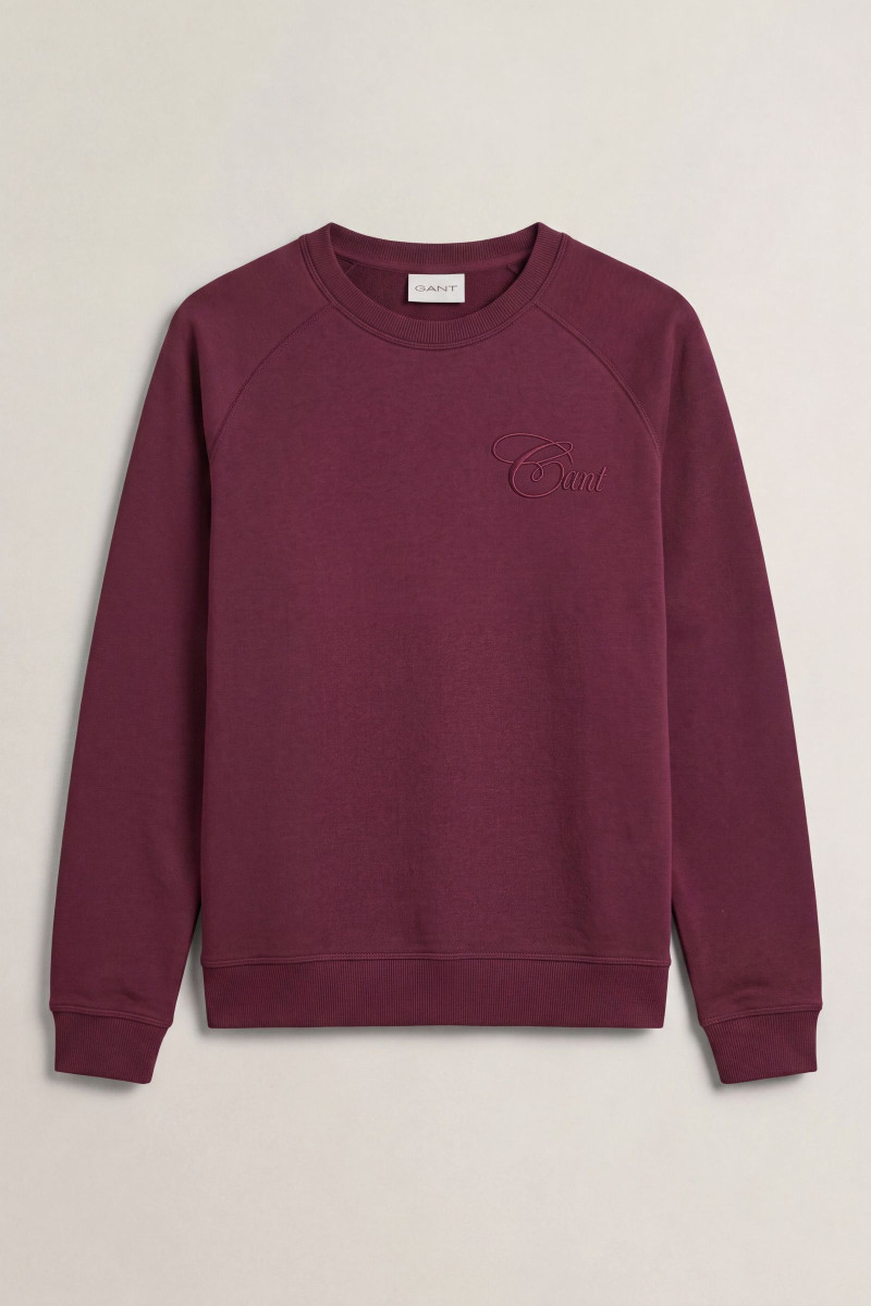 MIKINA GANT TONAL GRAPHIC RAGLAN C-NECK SWEAT DARKENED WINE