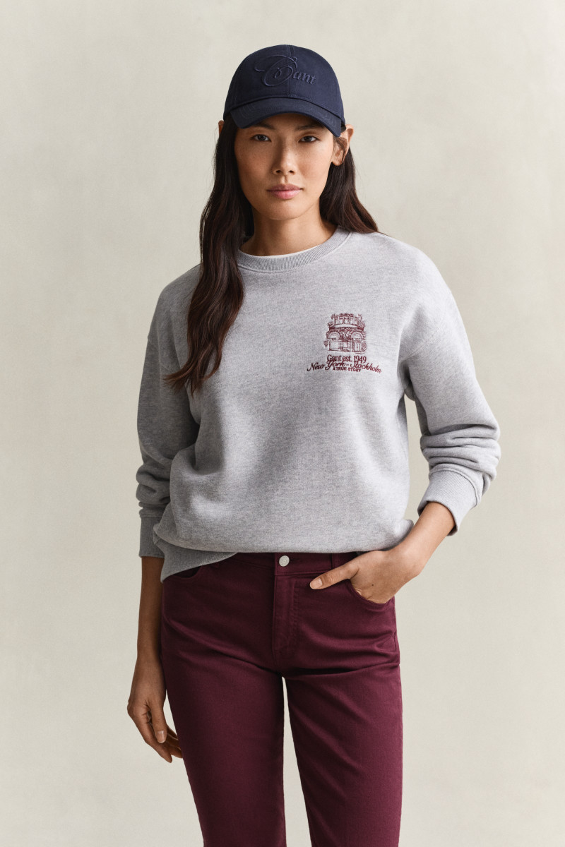 MIKINA GANT GRAPHIC C-NECK SWEAT LIGHT GREY MELANGE