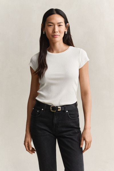 PÓLÓ GANT SLIM RIBBED CAP SLEEVE T-SHIRT - Kép 1