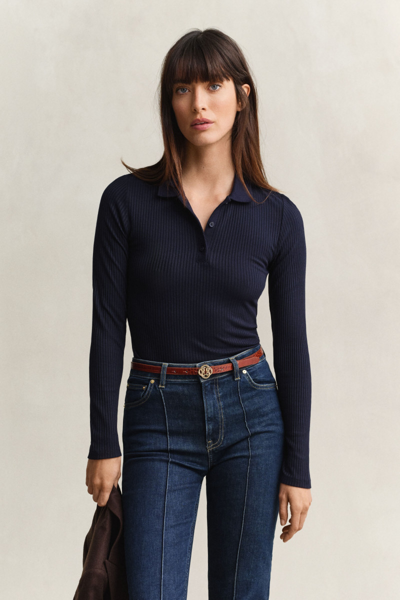 POLOKOŠEĽA GANT SIM RIBBED LS POLO EVENING BLUE