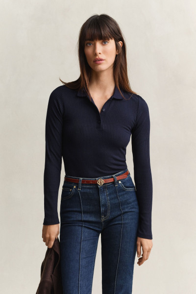 PÓLÓ GANT SIM RIBBED LS POLO - Kép 1