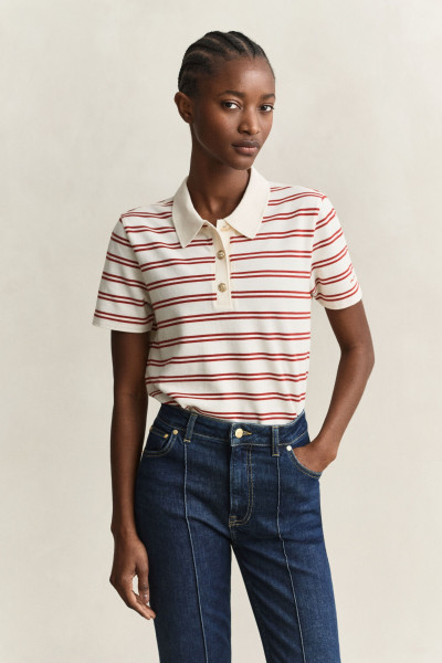 PÓLÓ GANT REG TWIN STRIPED LS PIQUE POLO - Kép 1