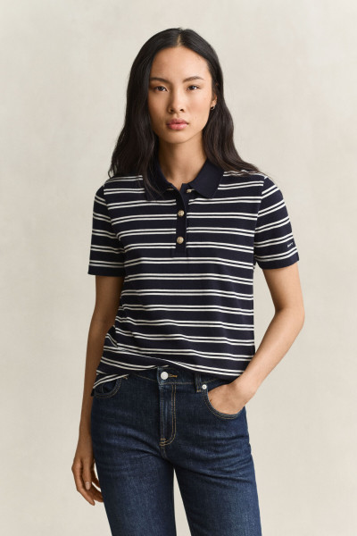 PÓLÓ GANT REG TWIN STRIPED LS PIQUE POLO - Kép 1