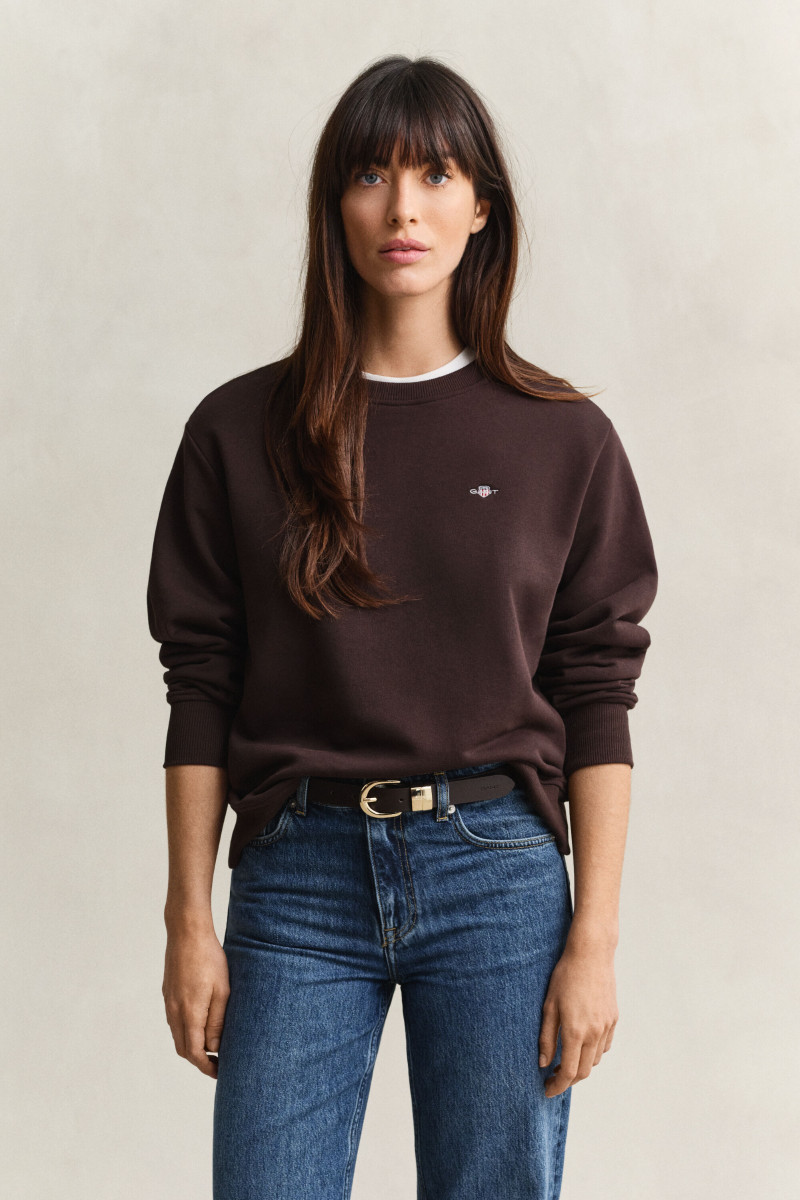 MIKINA GANT SHIELD C-NECK SWEAT DEEP BROWN