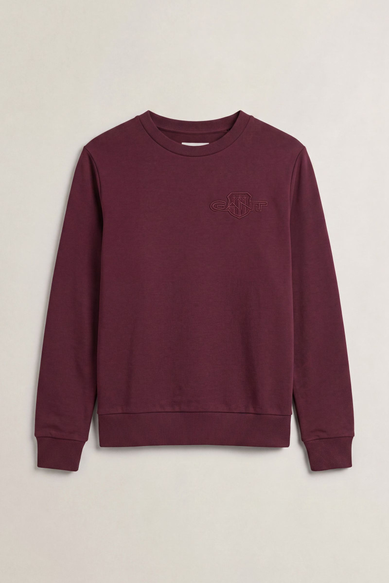 MIKINA GANT REG TONAL SHIELD C-NECK SWEAT DARKENED WINE
