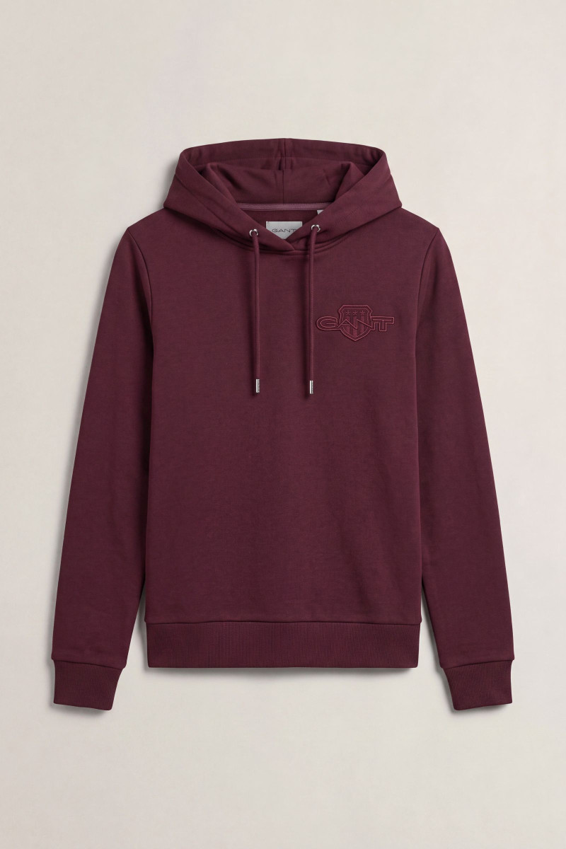 MIKINA GANT REG TONAL SHIELD HOODIE DARKENED WINE