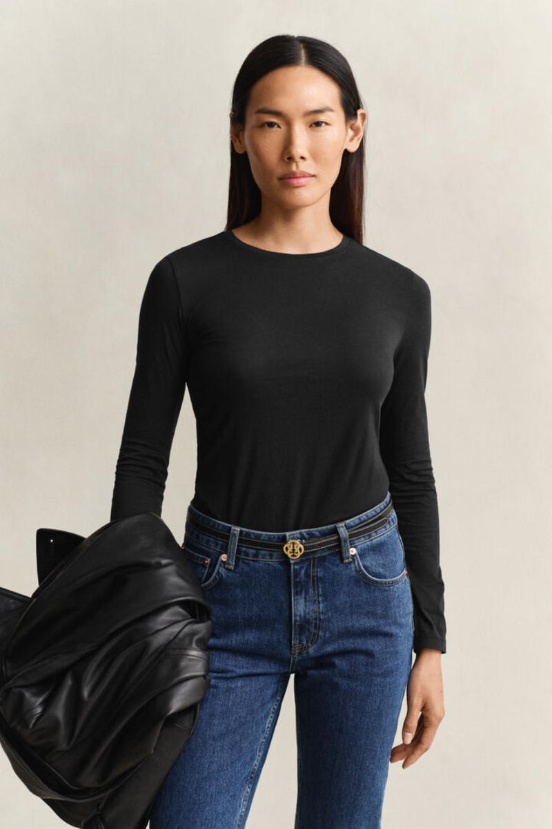 TRIČKO GANT LIGHT COTTON LS T-SHIRT BLACK