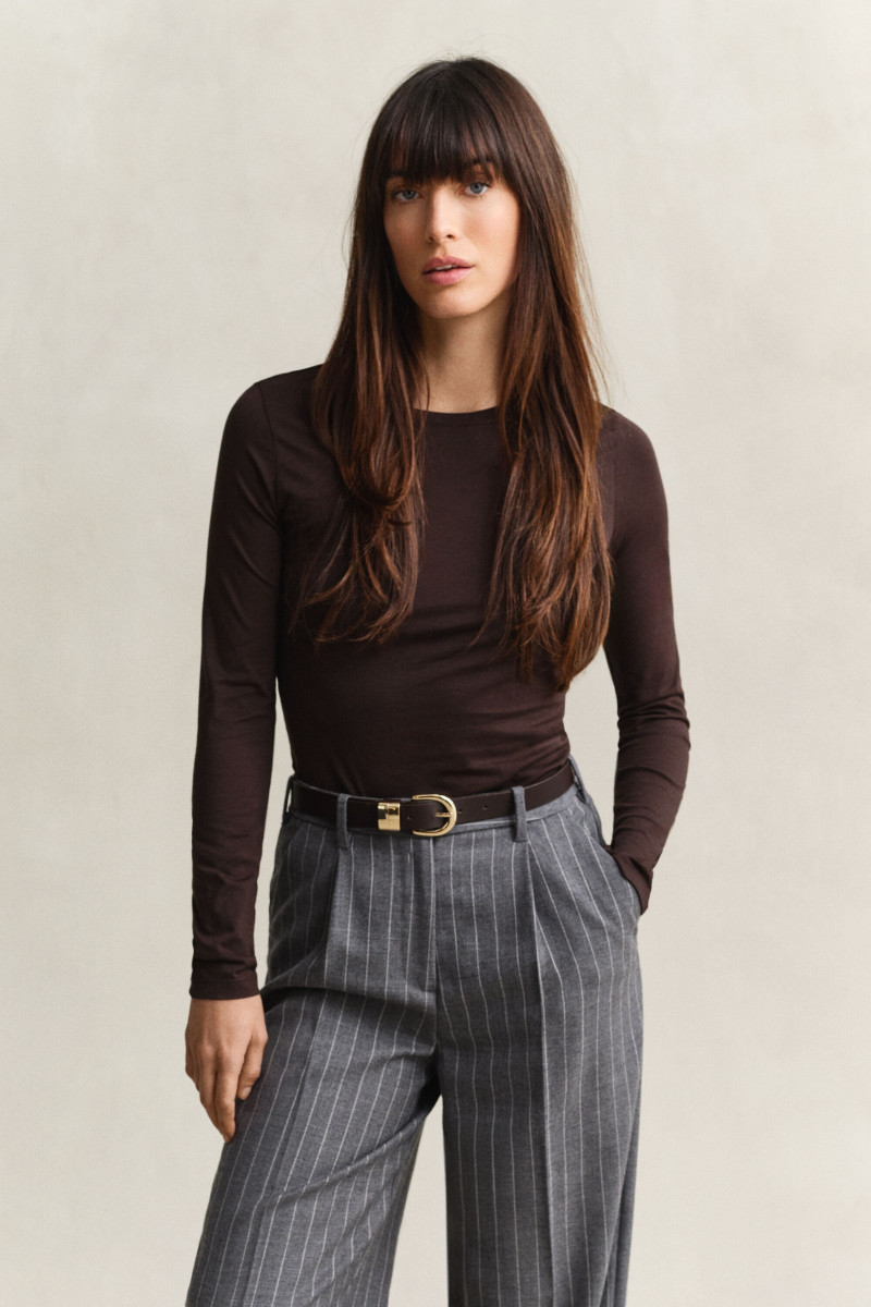 TRIČKO GANT LIGHT COTTON LS T-SHIRT DEEP BROWN