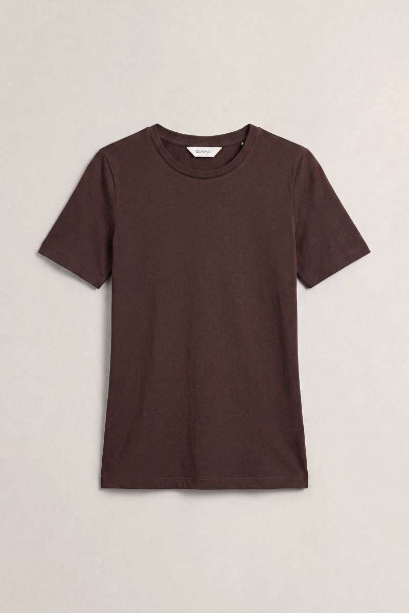 TRIČKO GANT LIGHT COTTON SS T-SHIRT DEEP BROWN