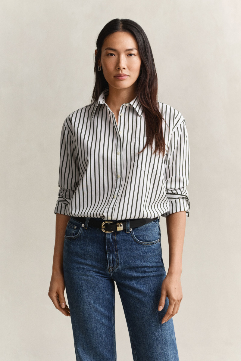 KOŠEĽA GANT REL CLASSIC POPLIN STRIPED SHIRT MOSSY GREEN