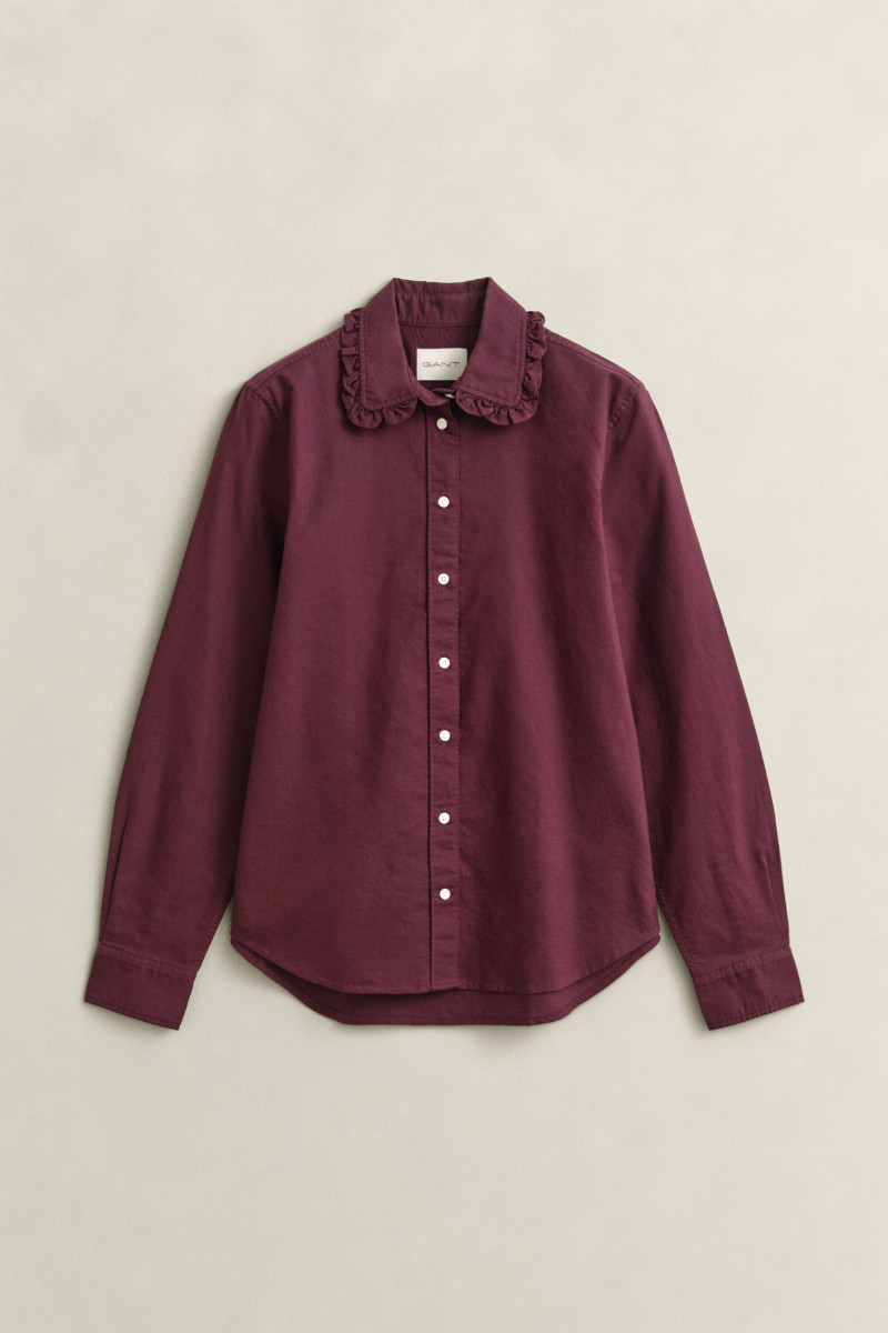 KOŠEĽA GANT REG CLASSIC OXFORD FRILL BLOUSE DARKENED WINE