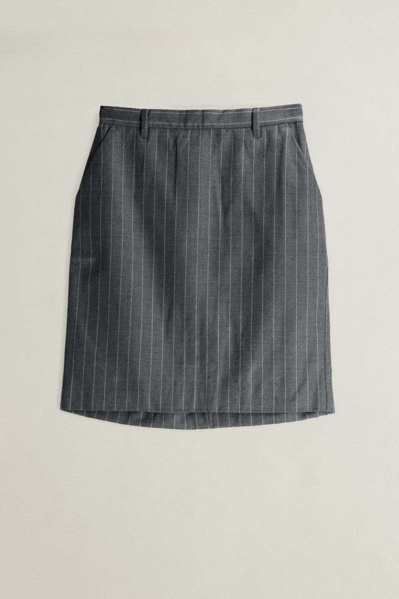 SUKŇA GANT PINSTRIPE WOOL PENCIL SKIRT CHARCOAL MELANGE