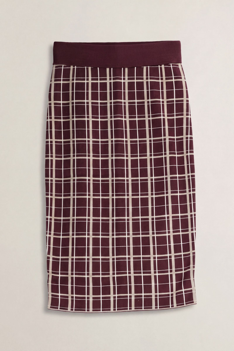 SUKŇA GANT CHECKED KNIT SKIRT DARKENED WINE