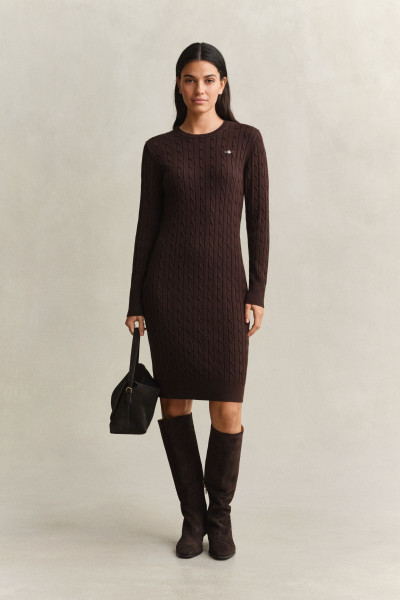 RUHA GANT STRETCH COTTON CABLE C-NECK DRESS - Kép 1