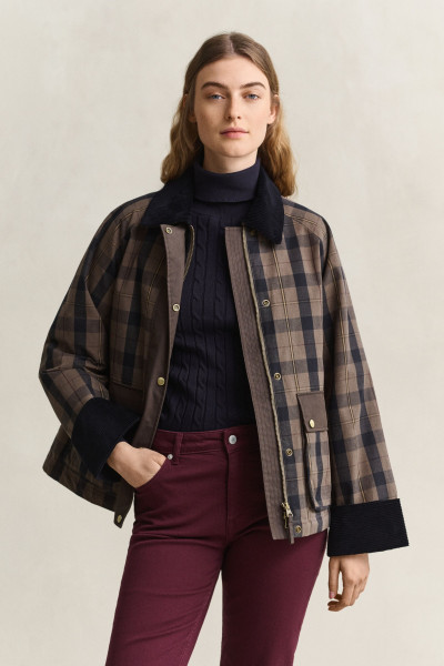 BUNDA GANT CHECKED WAXED JACKET - Fotografie č. 1