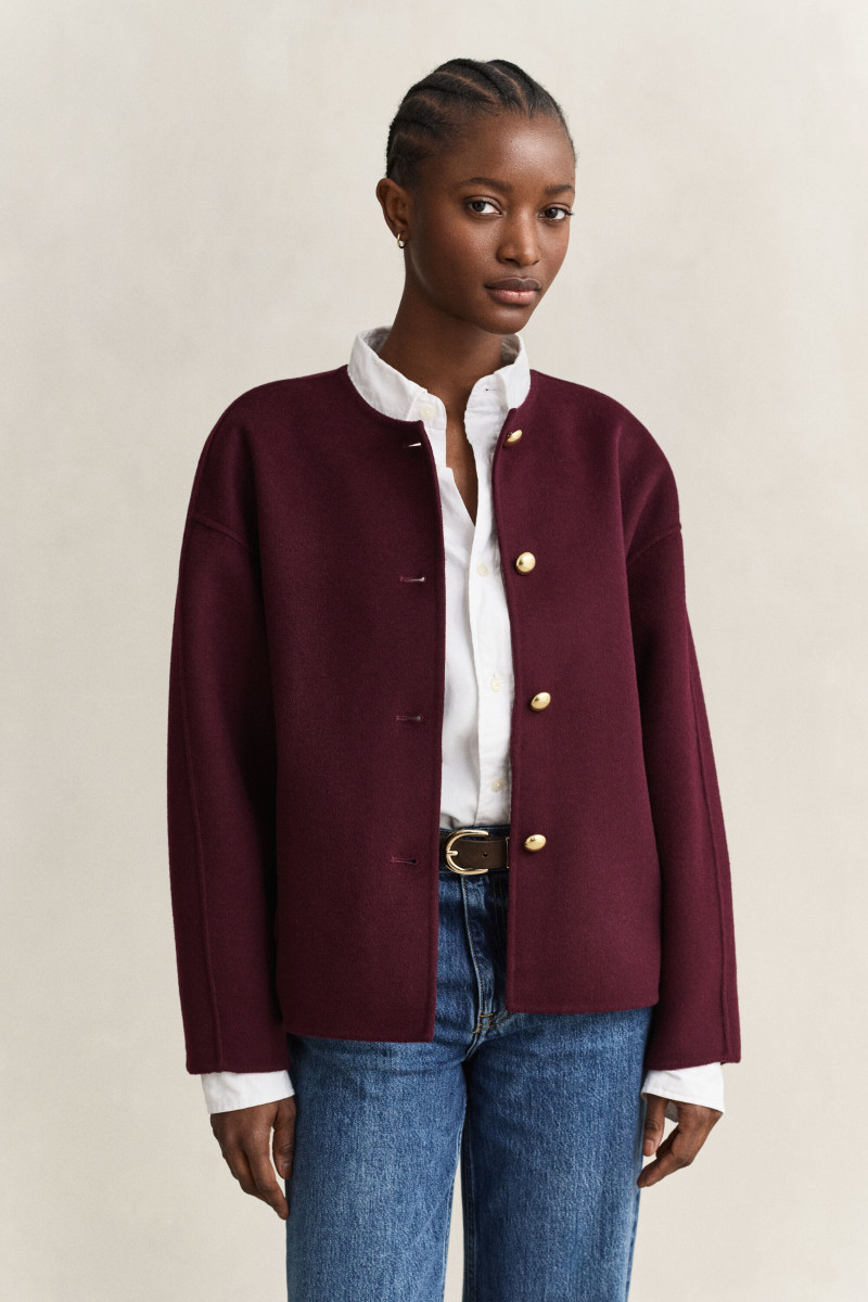 BUNDA GANT COLLARLESS HANDSTITCHED JACKET DARKENED WINE