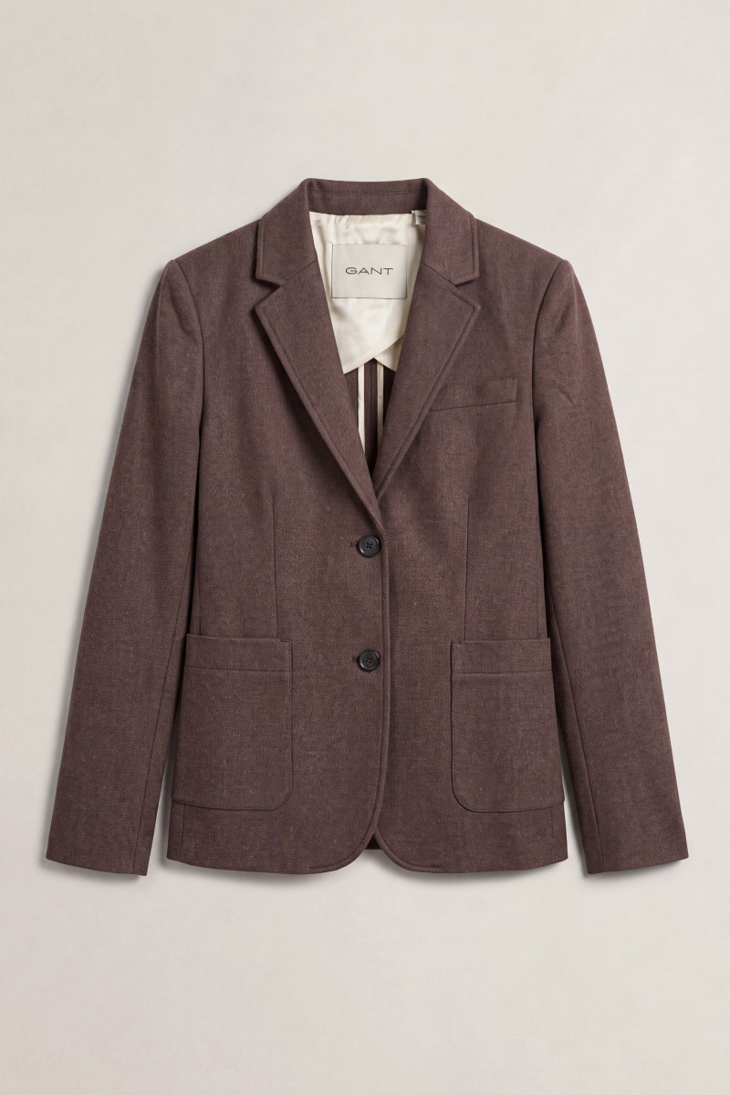 SAKO GANT SLIM PIQUE BLAZER DK BROWN MELANGE