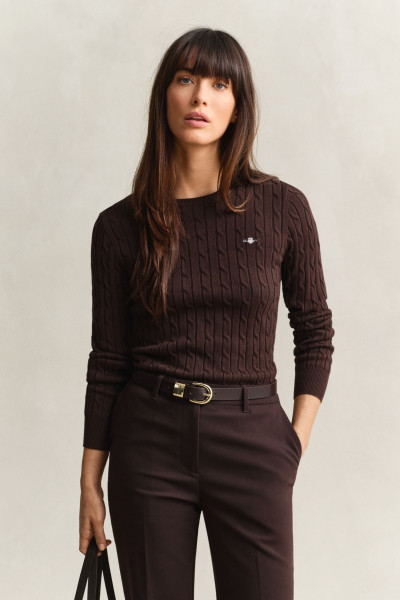 SVETR GANT STRETCH COTTON CABLE C-NECK - Fotografie č. 1