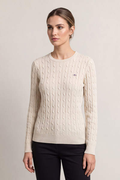 SVETR GANT STRETCH COTTON CABLE C-NECK - Fotografie č. 1