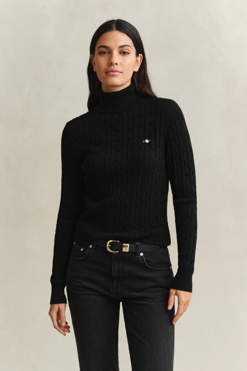 ROLÁK GANT STRETCH COTTON CABLE TURTLENECK BLACK