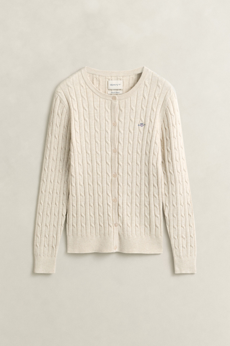 SVETER GANT STRETCH COTTON CABLE CARDIGAN FADED BEIGE