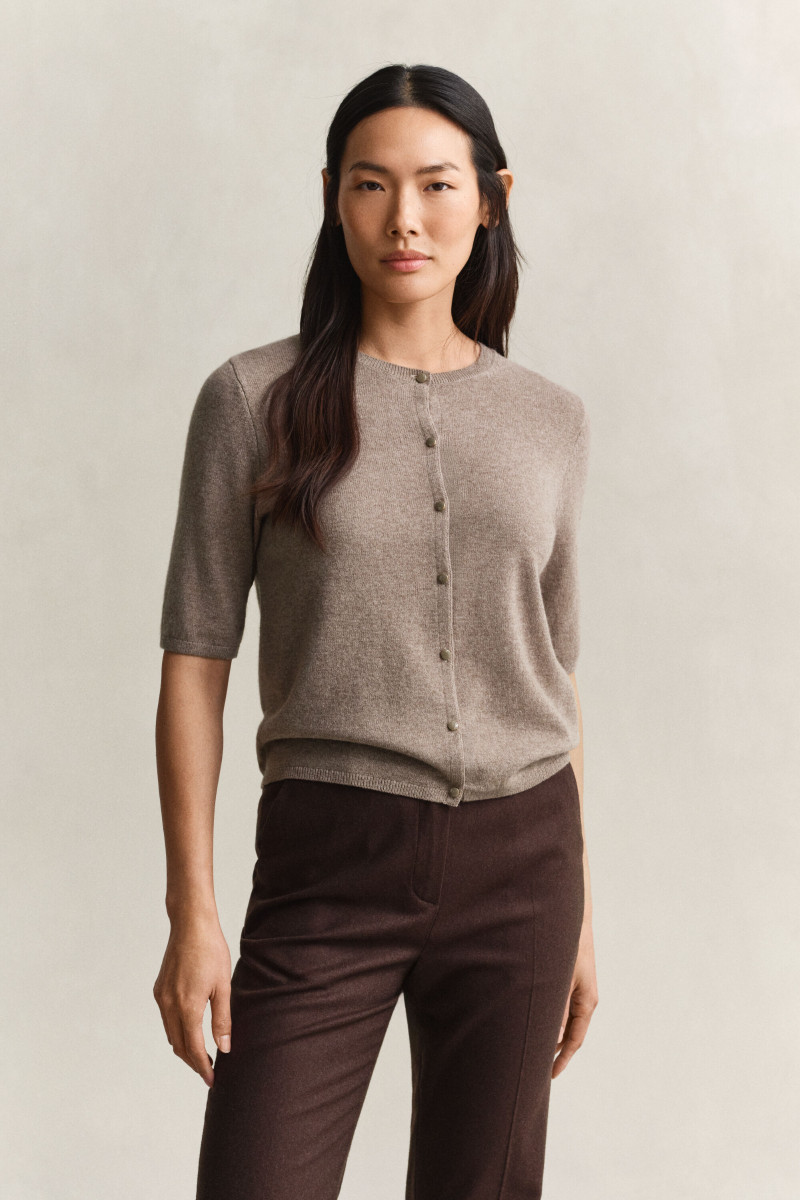 SVETER GANT CASHMERE BLEND C-NECK CARDIGAN SS DK. SAND MELANGE