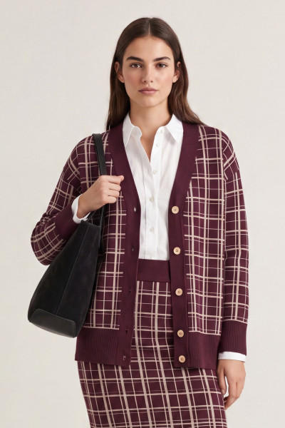 KARDIGÁN GANT CHECKED KNIT CARDIGAN - Kép 1