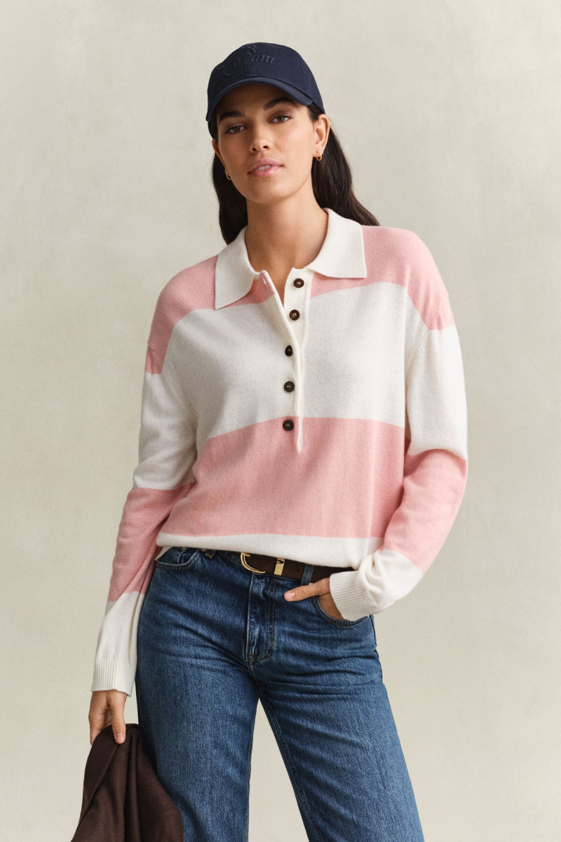 SVETER GANT BARSTRIPE KNIT RUGGER CREAM