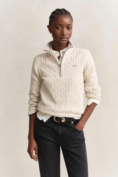 PULÓVER GANT STRETCH COTTON CABLE HALF-ZIP - Kép 1