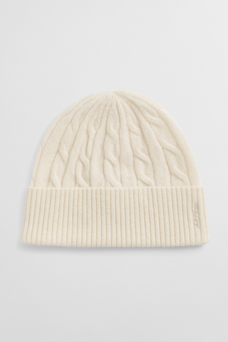 ČAPICA GANT WOOL CABLE BEANIE CREAM