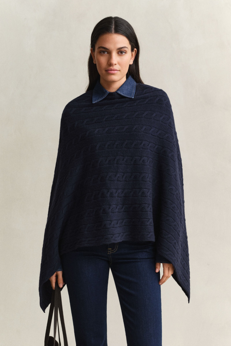 PONČO GANT WOOL CABLE PONCHO EVENING BLUE