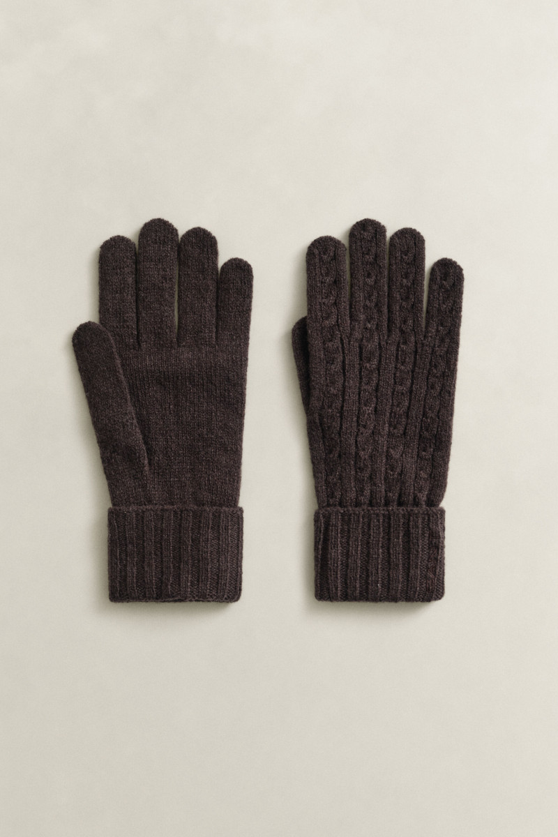 RUKAVICE GANT WOOL CABLE GLOVES DEEP BROWN
