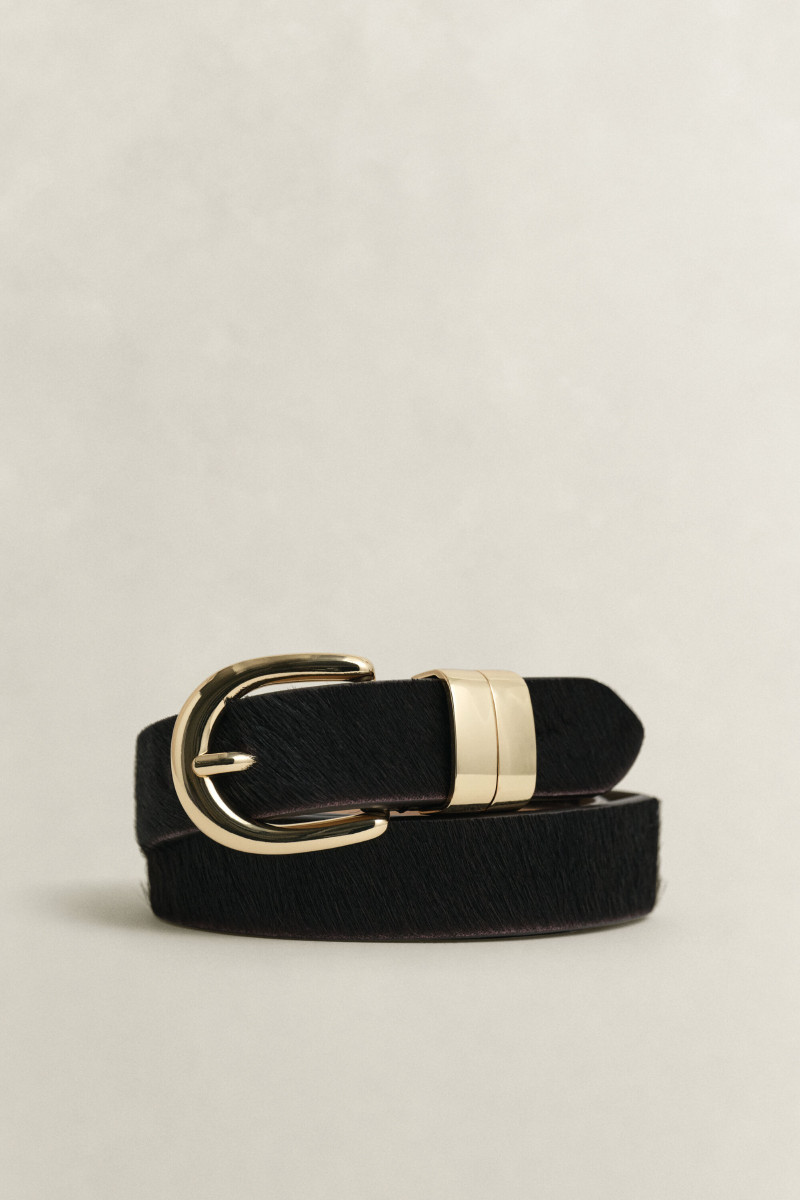 OPASOK GANT PONY HAIR CHUNKY KEEPER BELT DEEP BROWN