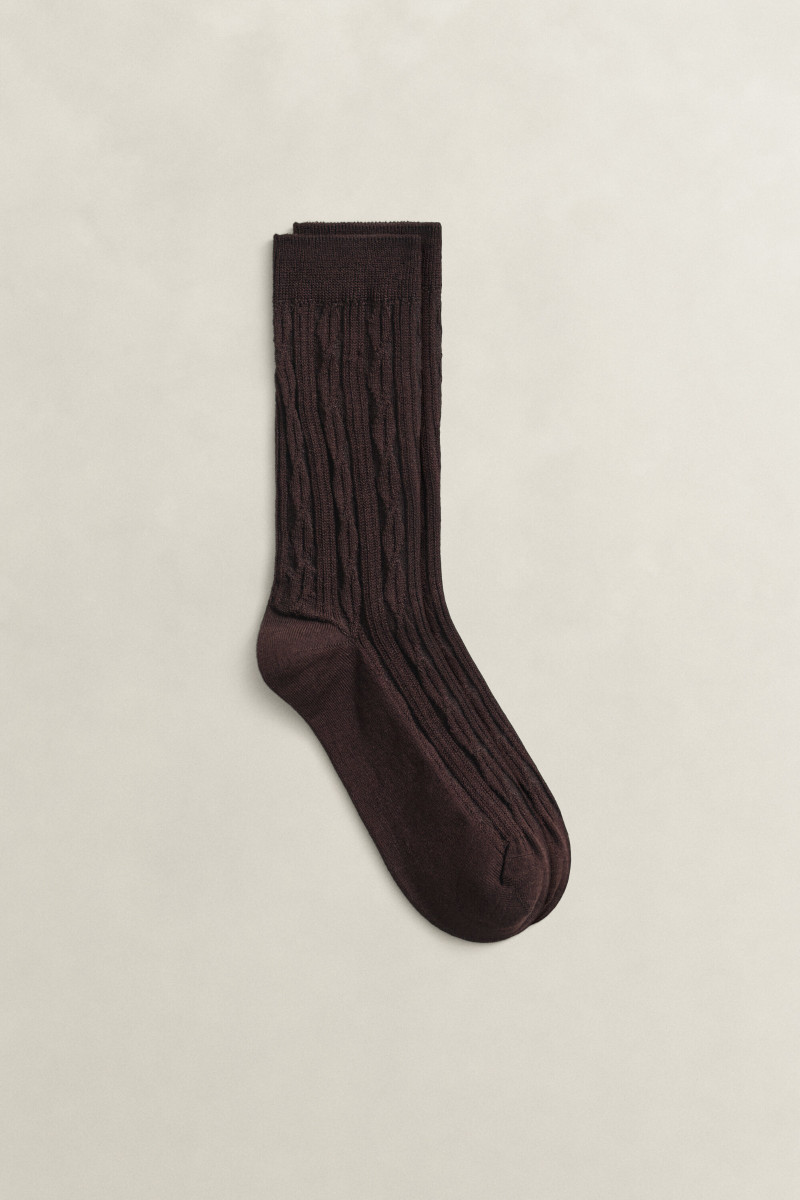 PONOŽKY GANT CABLE KNIT SOCKS DEEP BROWN