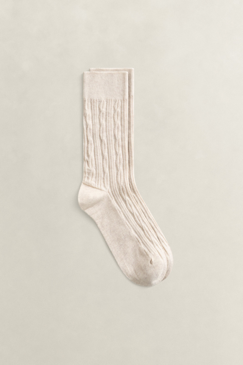 PONOŽKY GANT CABLE KNIT SOCKS LIGHT BEIGE MELANGE