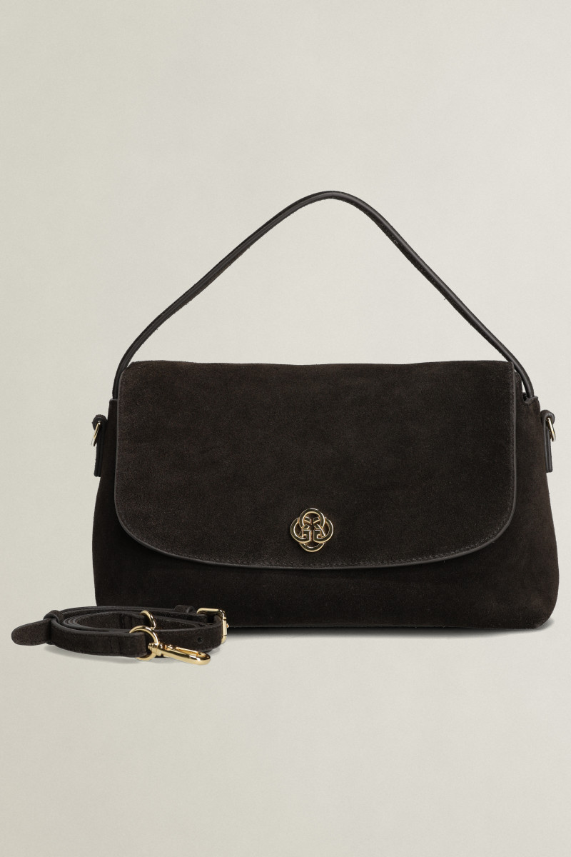KABELKA GANT SUEDE SLOUCHY SHOULDER BAG DEEP BROWN