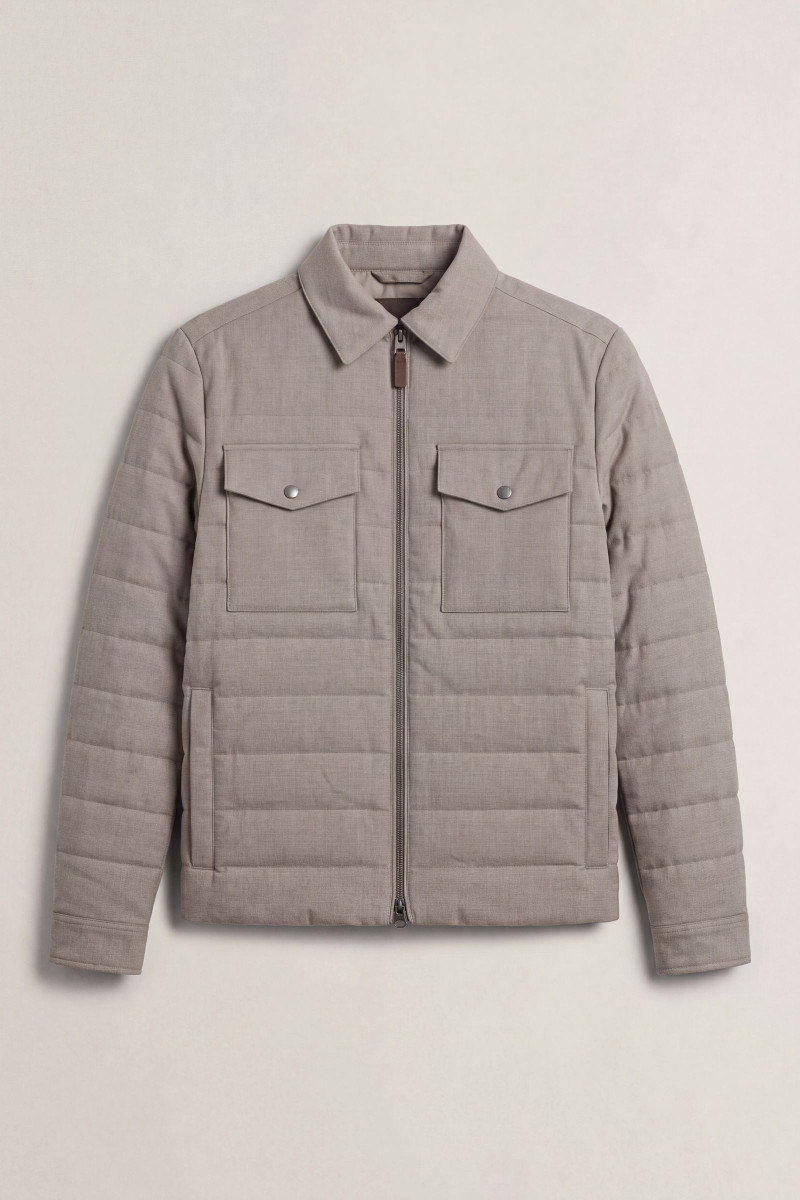 BUNDA GANT INSULATED FLANNEL JACKET MIST TAUPE
