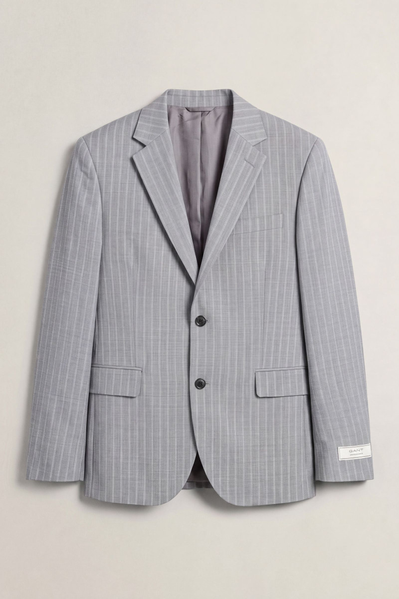 SAKO GANT PINSTRIPE SUIT JACKET GREY MELANGE