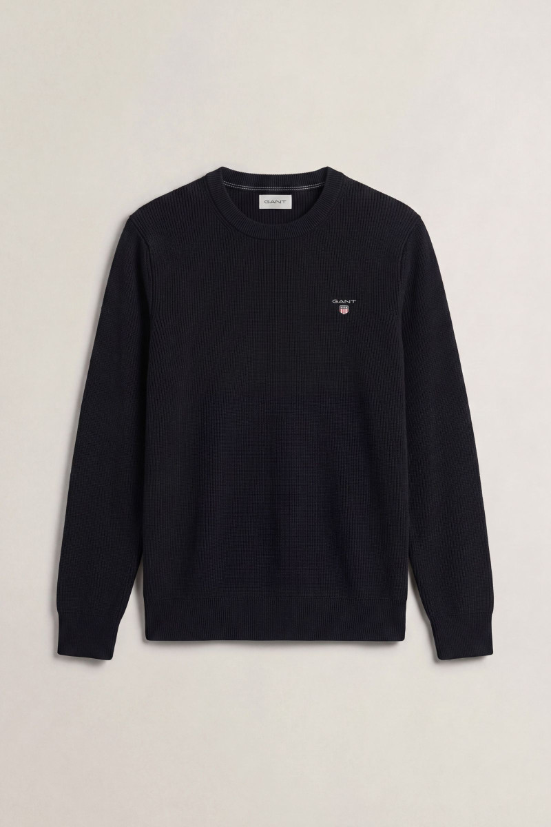 SVETER GANT MICRO TEXTURED COTTON C-NECK BLACK