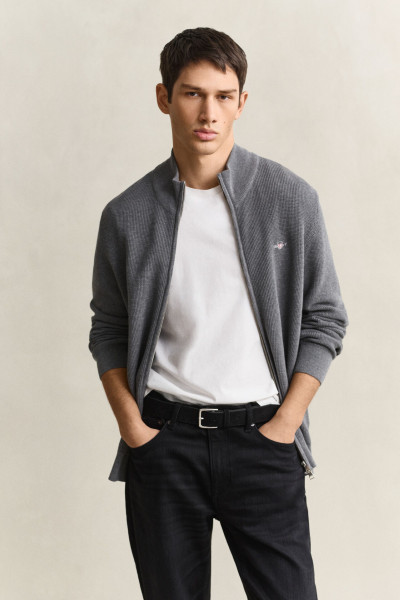 KARDIGÁN GANT MICRO TEXTURED COTTON ZIP CARDIGAN - Kép 1