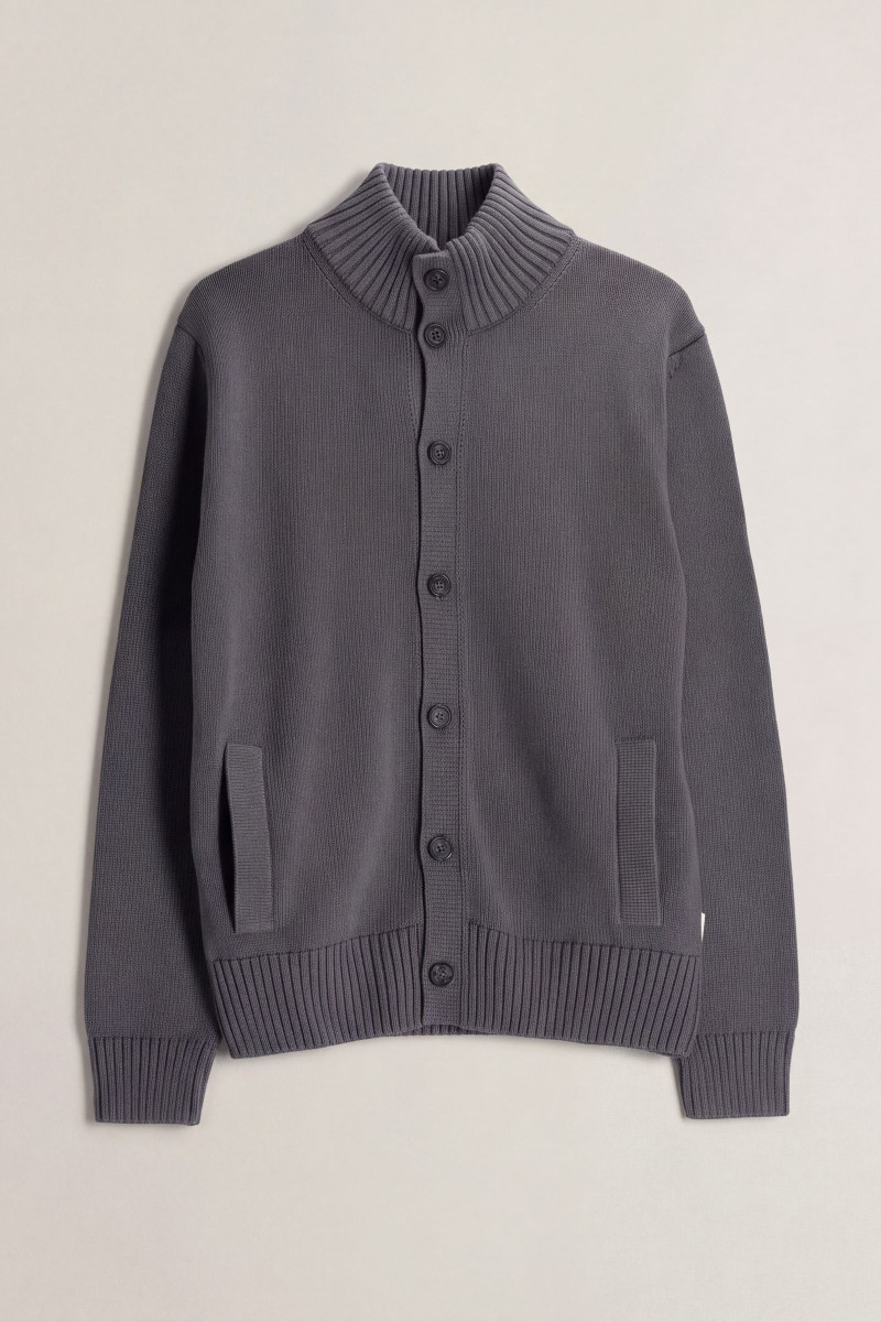 SVETER GANT SUPIMA COTTON BUTTONED CARDIGAN MID GREY