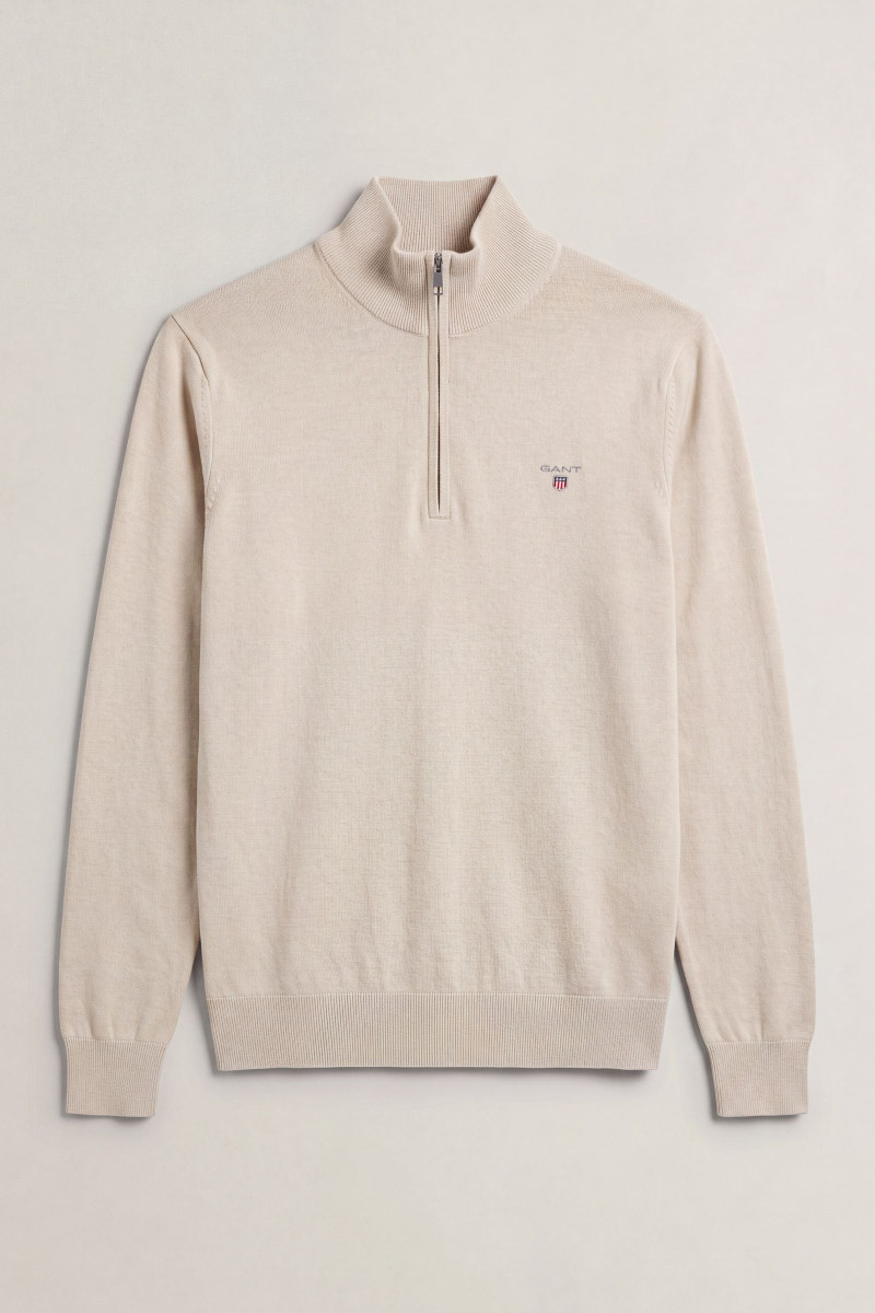 SVETER GANT CLASSIC COTTON HALF ZIP CLAY BEIGE