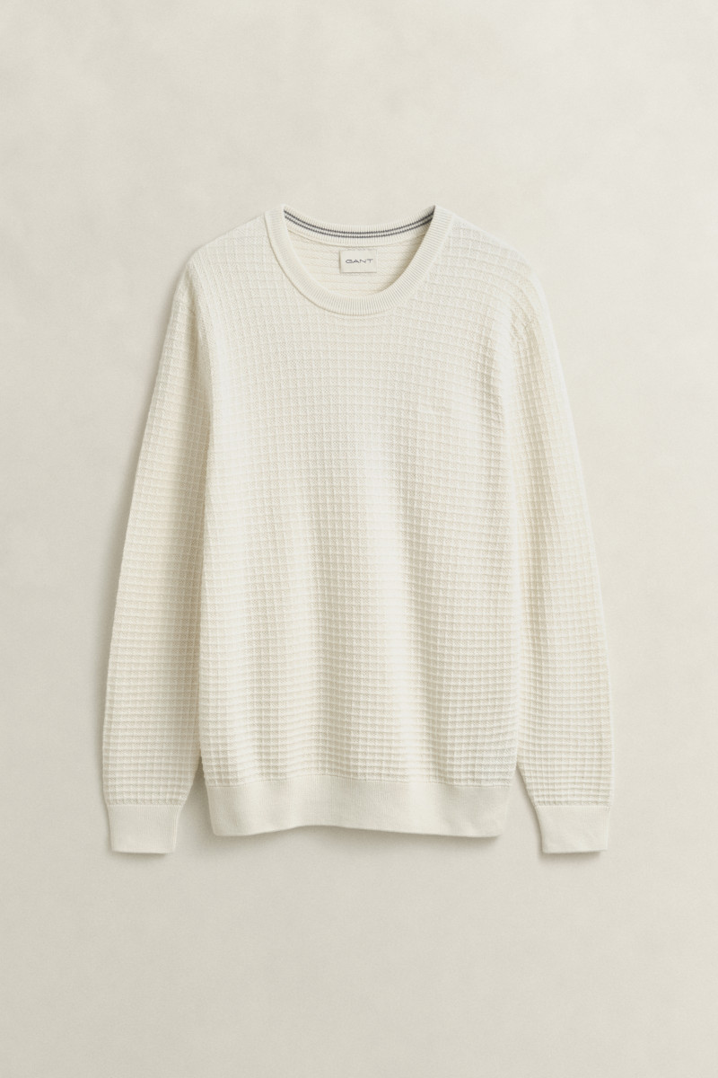 SVETER GANT COTTON TEXTURE C-NECK EGGSHELL