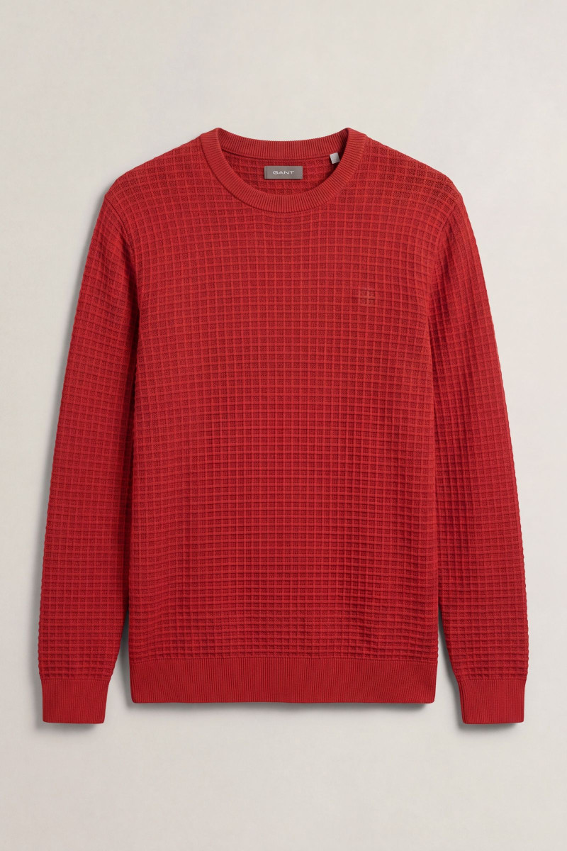 SVETER GANT COTTON TEXTURE C-NECK MAPLE FIRE